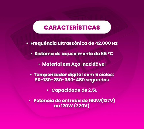 Lavadora Ultrassônica 65°c Evoxx