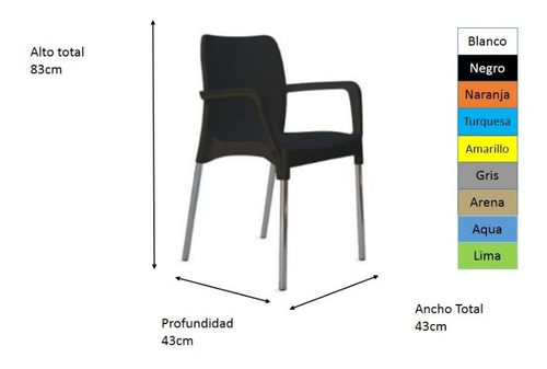 Sillon Plastico Reforzado Apilable Comedor Patas Cromadas