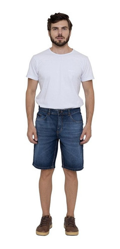 Bermuda Jeans Masculina Tradicional Reta Plus Size Escura