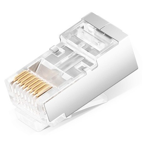 Conector Rj45 Pass Trough  Cat 6 100 Unidades Blindado