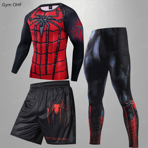 Spider-man Slim Fit Camisa, Pantalones Cortos Y Mallas
