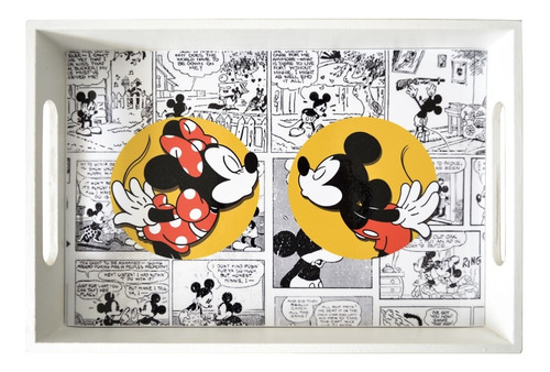 Bandeja De Desayuno 20x30 Madera Diseño Mickey Mouse