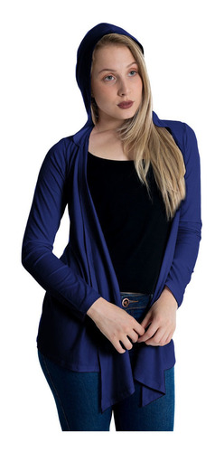 Imagem 4 de 5 de Cardigan Capuz Plus Size Casaco Com Bico Blusa Feminina