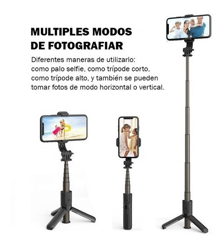 Imagen 6 de 10 de Palo Selfie Mini Bluetooth Horizontal Vertical Tripode 68cm