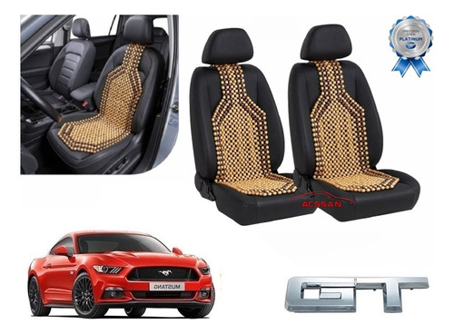 Par Cubre Respaldos Bolitas De Madera Mustang Gt V8 2015