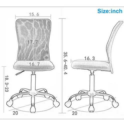 Silla De Oficina Ergonómica Azul Sin Brazos Con Soporte Lumb