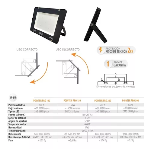 Proyector Led Reflector 300w Exterior Luz Fria