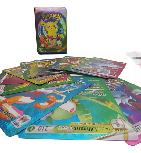 Box Com 55 Cartas De Pokemon Edicao Especial Colorida Cartas Coloridas Vmax Ingles Rainbown