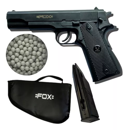 Pistola Airsoft Resorte Fox Colt 1911 6 Mm 15 Disparos + Kit