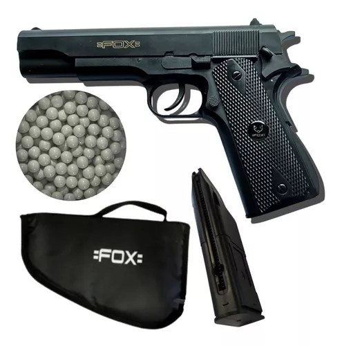 Pistola Fox Resorte Colt 1911 Fundas Balines .