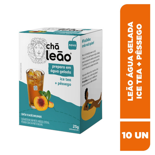 Imagem 6 de 6 de Chá Leão Água Gelada Ice Tea Pêssego 10 Sachês