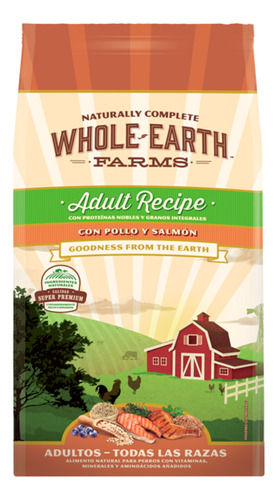 Alimento Whole Earth Farms Recipe para perro adulto todos los tamaños sabor pollo y salmón en bolsa de 2 kg