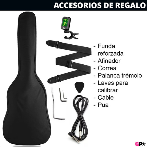 Guitarra Electrica Strato Amplificador 50w Funda Accesorios