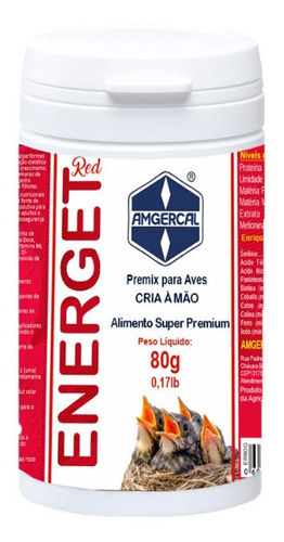 Energet Red 80g Auxilia Fixação Da Cor Filhotes Amgercal