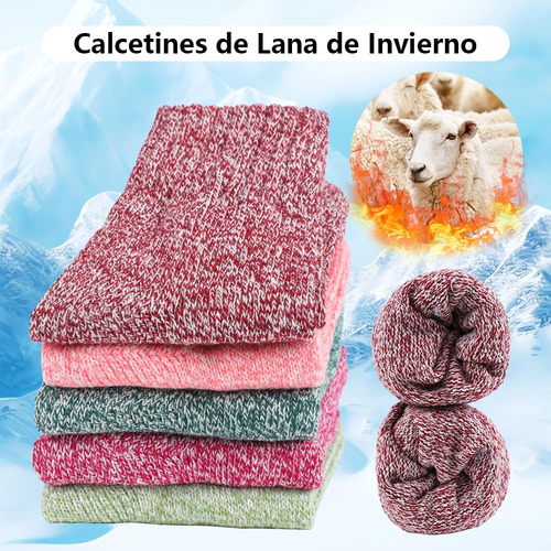 5 Pares De Calcetines De Lana Para Mujer, Calcetines