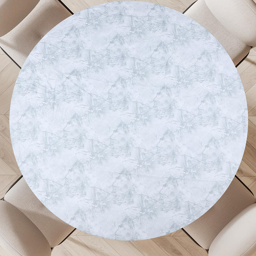 Mantel Redondo Con Diseño De Mármol Blanco Para Mesa L