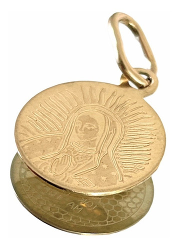 Medalla Rd Laser Virgen Guadalupe Medio Cuerpo 1.5cm Oro 10k