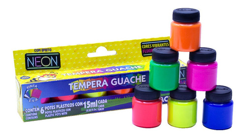 Tempera Escolar Neón Acrilex 6 Colores Surtidos X15ml