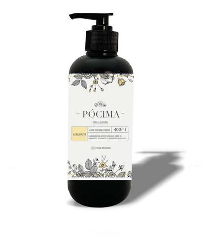 Jabón Líquido Pócima, Aceite Esencial Bergamota. 400ml