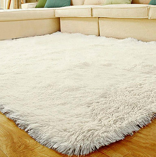 Alfombra blanca de 1,50 x 2,00 cm, toalla suave y peluda para sala de estar y dormitorio