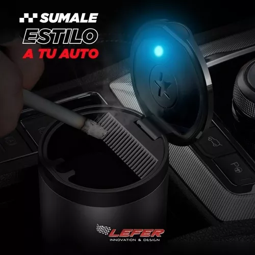 Cenicero Portátil con Tapa Luz LED para Auto T12