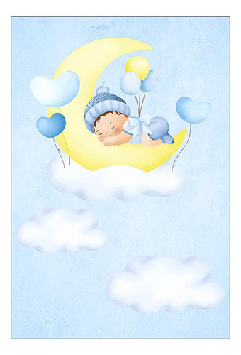 Painel De Festa Vertical 1,50x2,20- Bebê Cute Dormindo 69 Cor Colorido