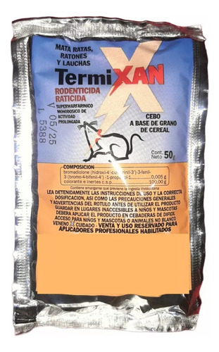 Glacoxan Termixan Raticida X 50gr Ratas Ratones Lauchas