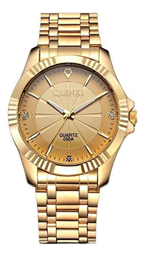 Relojes De Pulsera Para Hombre Fq005 Estilo Clasico Oro Acer