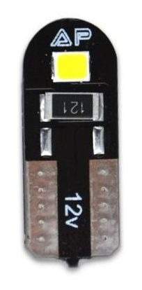 Lampada Led T10 0,4w 12v 2 Leds Canbus Branca Esmagada Caixa