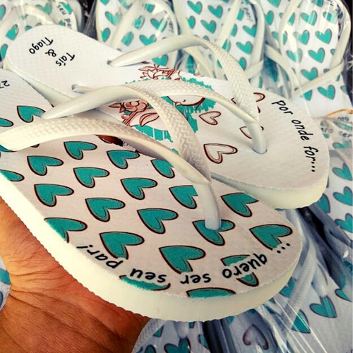 Imagem 4 de 7 de Chinelo Personalizado Casamento Passarinhos Apaixonados Fofo