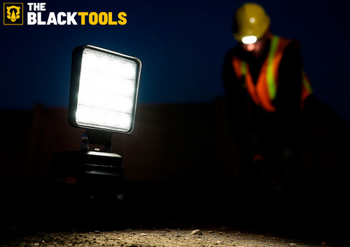 Lanterna Refletor Lampada Luz Led 12w Com Bateria 21v Portátil Recarregável 127/220v Bivolt Brl400x The Black Tools