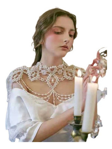 Accesorios para mantones de perlas, accesorios de boda, color blanco