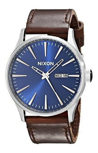 Nixon Sentry Leather A1051524-00. Reloj Azul Y Marron (42 Mm