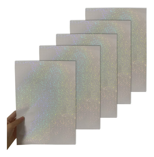5 Hoja Papel Adhesivo Impermeable Transparente Holografico