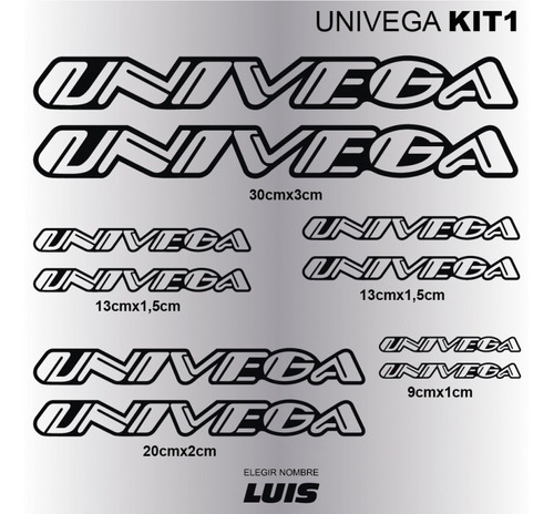 Univega Kit1 Sticker Calcomania Para Cuadro De Bicicleta