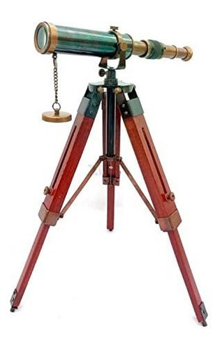 Telescopio De Latón Antiguo De Dos Toneladas De Escritorio N