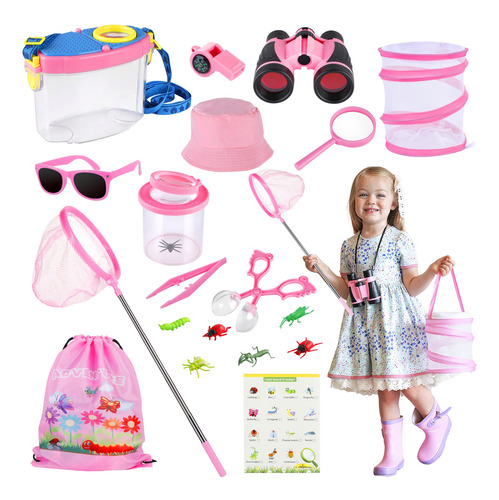 Kit Explorador Para Niños Sombrero, Binocular, Red, Silbato,