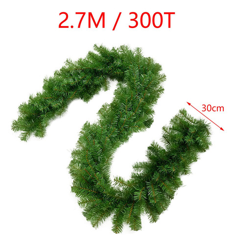Decoraciones De Guirnalda Verde Navideña, 2.7mx30cm 300t