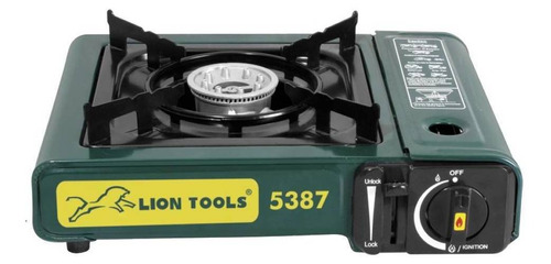Calentador de camping a gas Lion Tools 5387 portátil  color verde incluye maletín