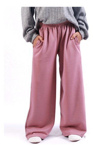 Pantalón Palazzo Frisa Liso Peponas Para Niñas