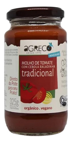 Kit 3 Molho De Tomate Tradicional Orgânico Agreco 325g