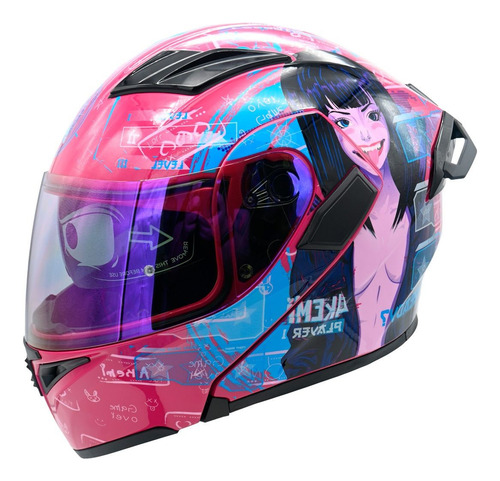 Casco Abatible Deportivo Fibra Carbono Certificado Dot Led Rosa Sexy Gamer L