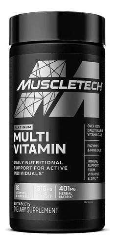 Platinum Multivitamin 90 Cap, Muscletech Vitaminas Minerales Sabor 90 Tabletas