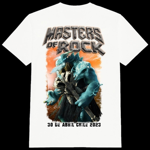Polera Master Of Rock Chile 2023 - Blanca - Estampado Doble