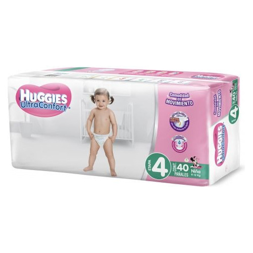 Caja De Pañales Huggies Ultraconfort Etapa 4 Niña 200 Piezas