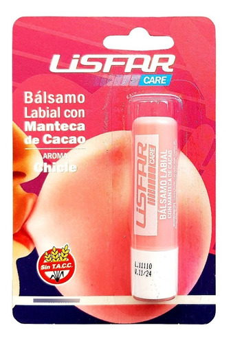 Balsamo Labial Manteca De Cacao Lisfar Sabor Chicle Lápiz X4