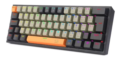 Teclado Redragon K617rgb-OG Fizz Gamer Naranja Gris Negro