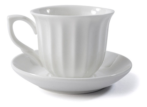 Set De Tazas 12 Piezas De Porcelana Con Textura Única Blanca