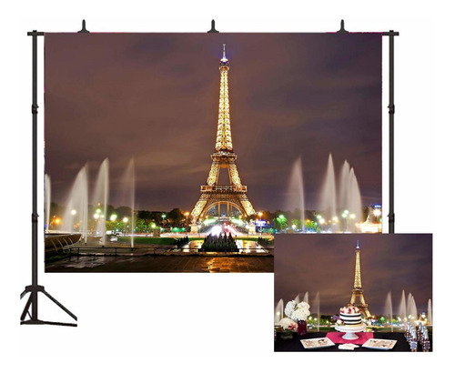 Telon Fondo Paris Para Pared Tapiz Poliester Torre Eiffel 7