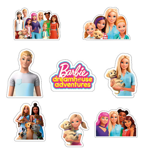 Figuras Barbie Dreamhouse Base Rígida 8 Pzas Coroplast